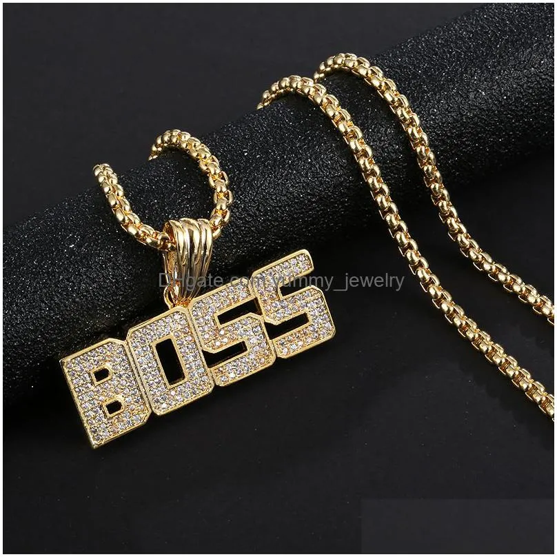 hip hop bling boss necklace pendant diamond necklaces for men women nightclub party fashion jewelry will and sandy