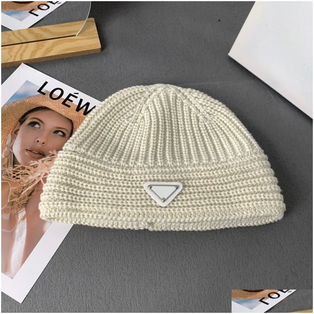 beanie cap knitted hat inverted triangle wool woolen vertical stripes for men and women trendy unique beauty