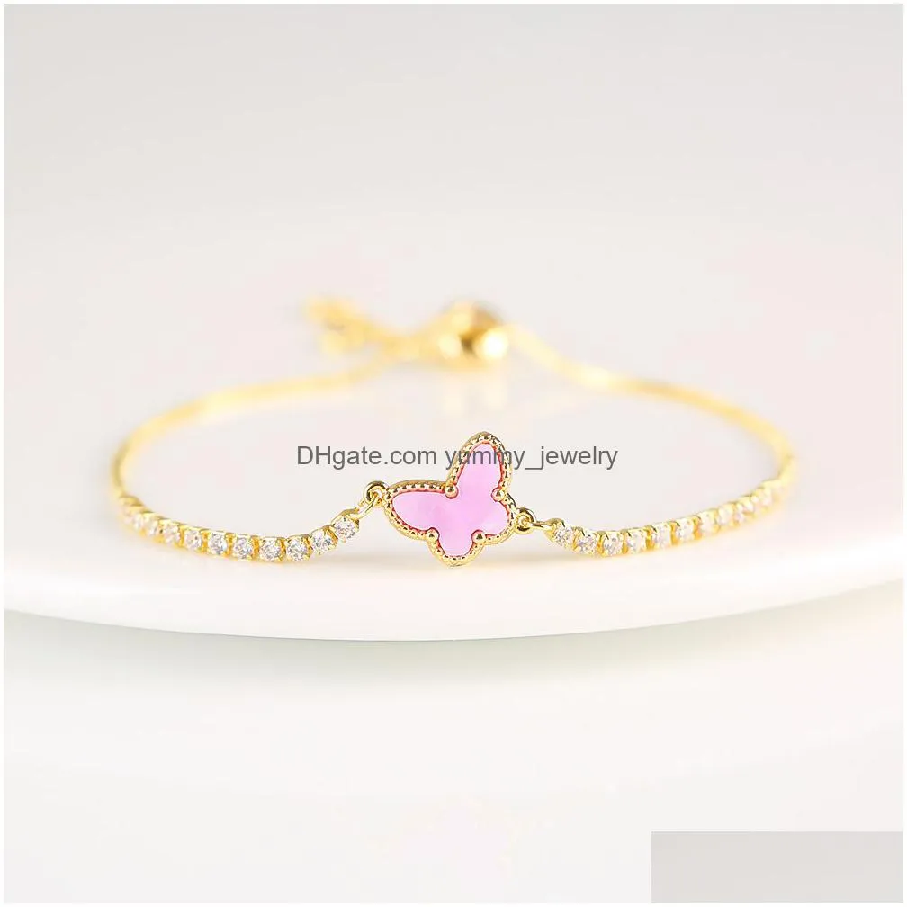 animal butterfly charm bracelets fashion design crystal rhinestone tennis chain bangles for women gold plated copper bracelet christmas party jewelry