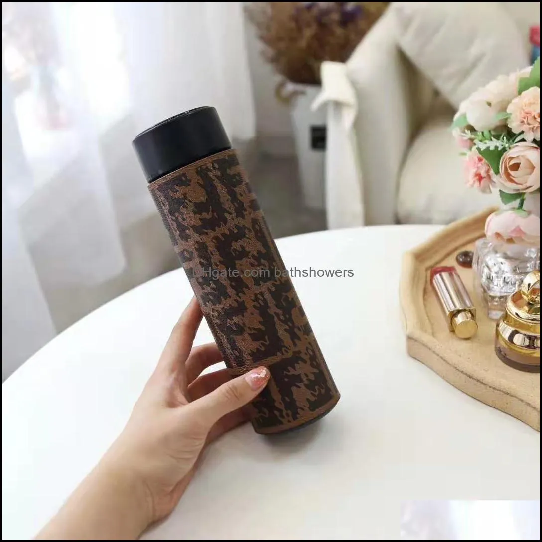 fashion thermos water bottles temperature display vacuum cup outdoor travel stainless steel kettle lcd touch screen gift