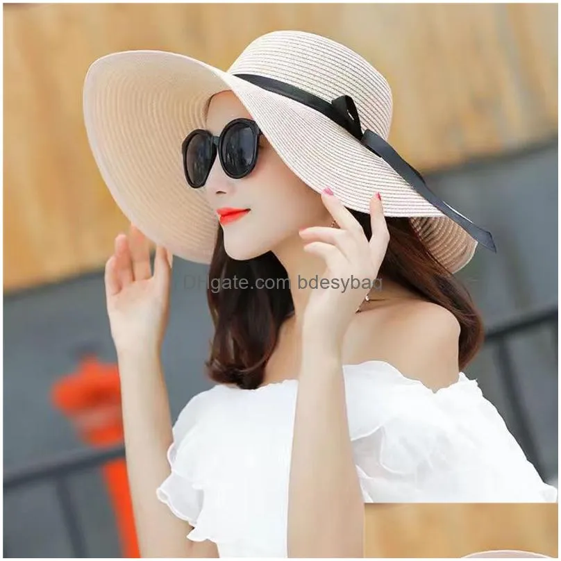 fashion straw hat elegant summer sun hats street cap wide birm beach caps for men women