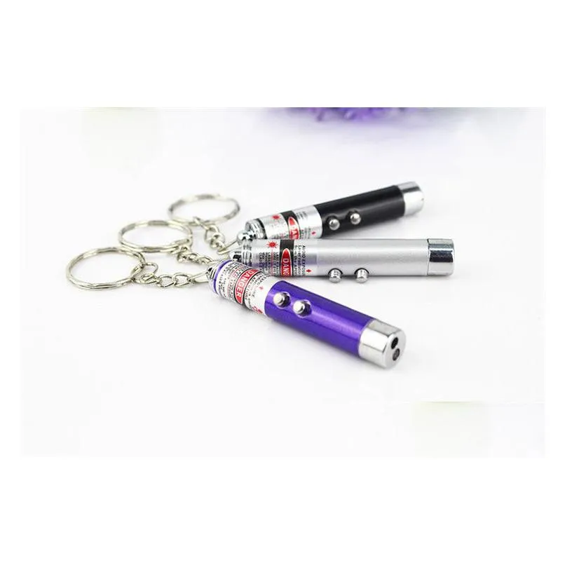 2 in1 red laser pointer pen cats toy key ring with white led light torch show portable infrared stick funny tease pet fun toy mini sight hunting