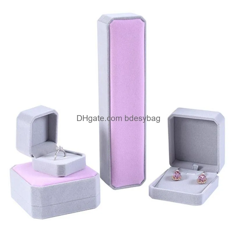 fashion velvet jewelry box necklace ring earrings case bracelet pendant organizer holder gift packing boxes for wedding