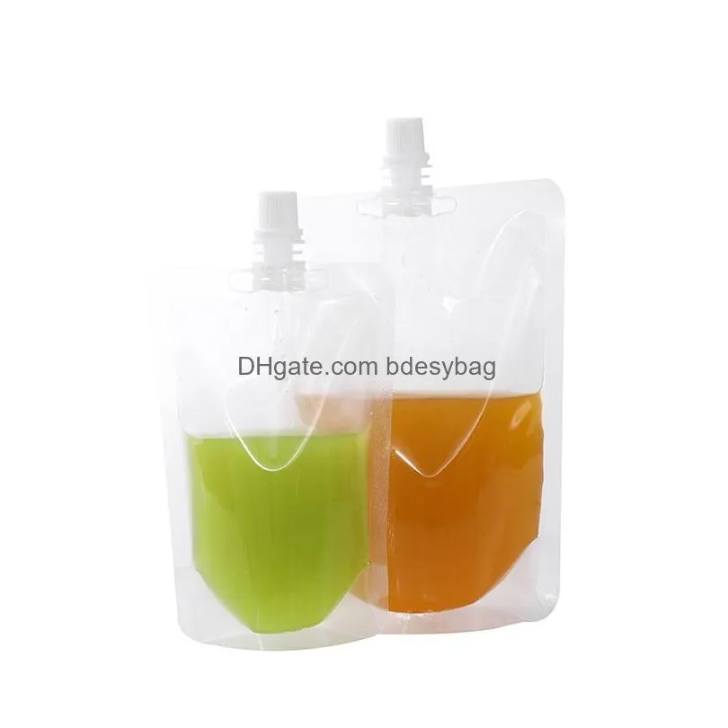 stand up plastic drink spout bags for beverage liquid juice milk wedding party drinking with nozzle