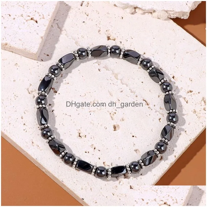 magnetite stone beaded bracelet healing crystal gemstone charm chakra bracelet women men fashion jewelry