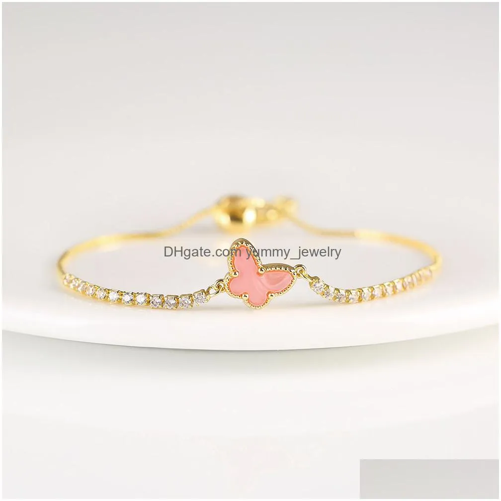 animal butterfly charm bracelets fashion design crystal rhinestone tennis chain bangles for women gold plated copper bracelet christmas party jewelry