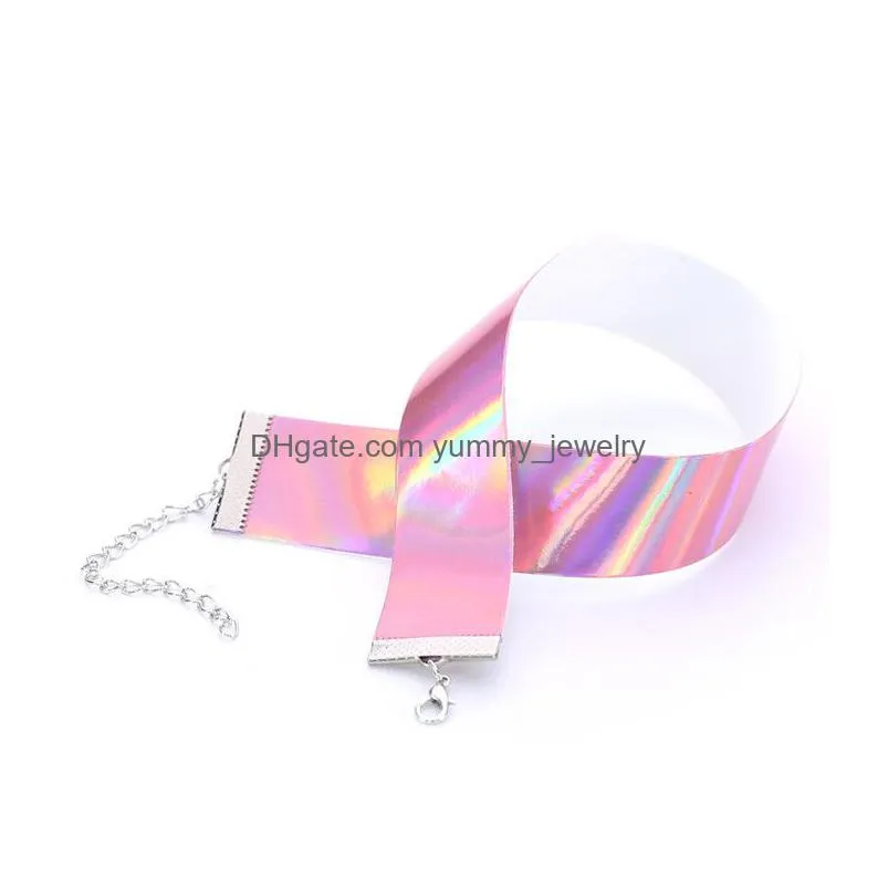 laser rainbow choker necklace collars y women necklaces neck bands fashion jewelry chains band will and sandy