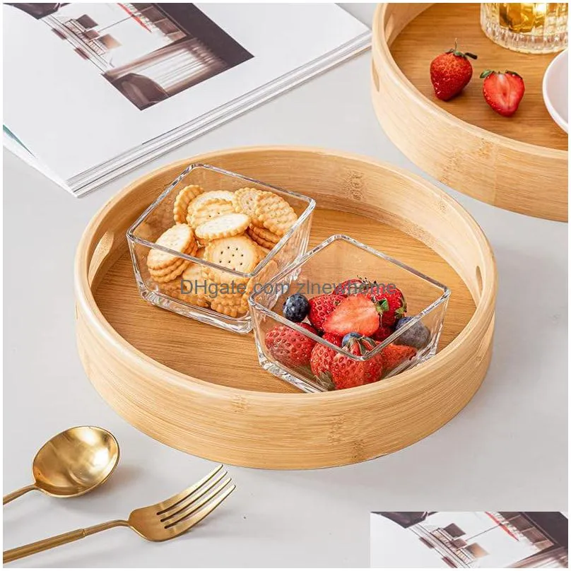 bamboo round serving tray bamboo plate tea food dish drink platter multipurpose