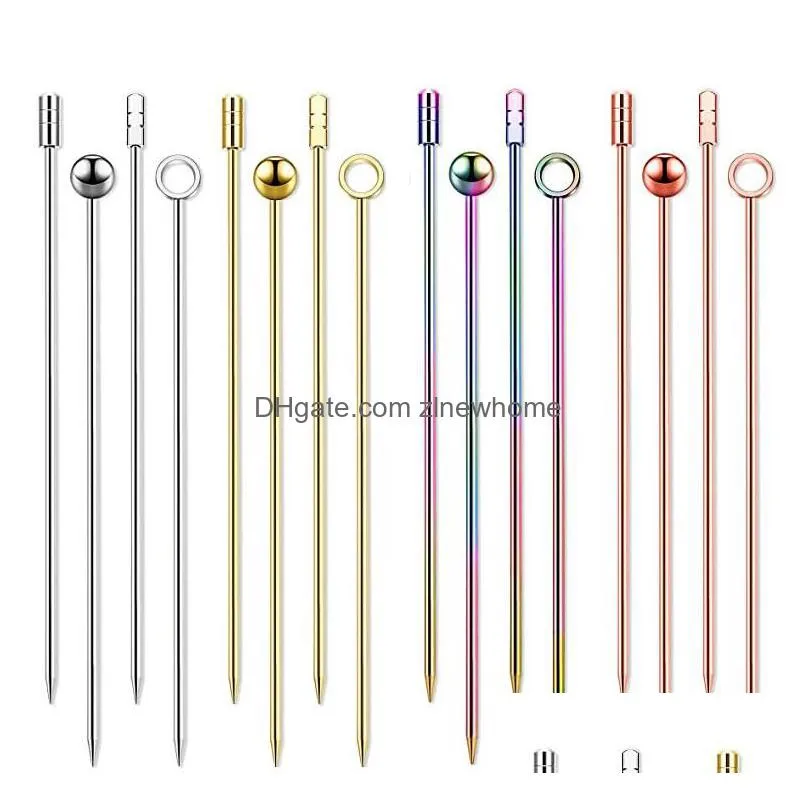 bar products fruit sticks stainless steel cocktail picks fruit stick toothpicks party bar cocktail fruit stick supplies 072150
