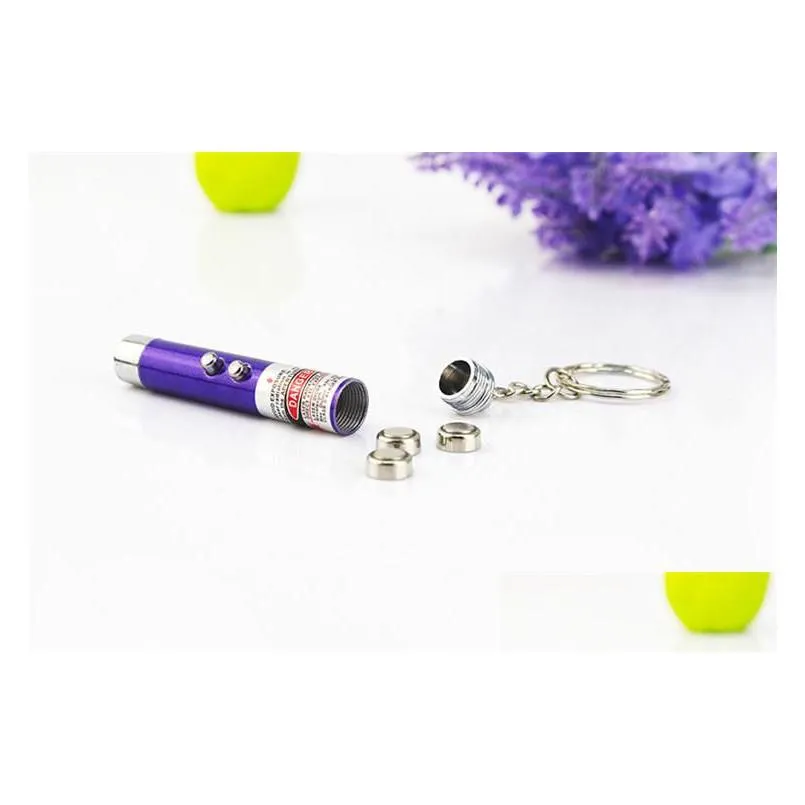 2 in1 red laser pointer pen key ring with white led light show portable infrared stick funny tease cats pet toys with retail package