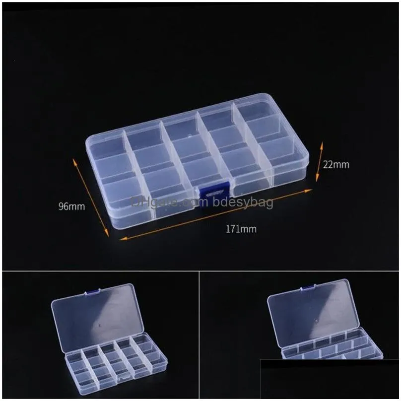 transparent plastic jewelry organizer box 10 15 24 36 slots storage containers beads ring earrings storage box display case