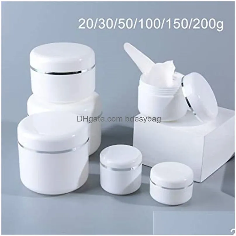 20/30/50/100/150/200/250g white plastic refillable container with lid empty cosmetic jars storage container