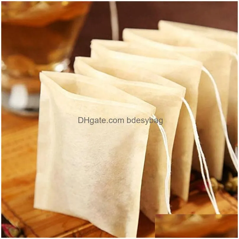 100pcs/lot loose leaf tea empty bags coffee tools natural unbleached paper disposable sachet strainers wooden color