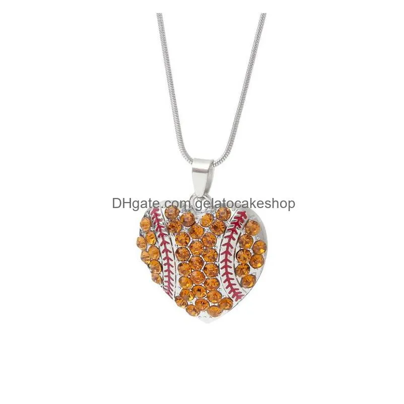 diamond heart pendant necklace party favor creative softball pendants peach heart necklaces fashion accessories