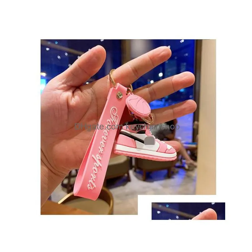 3d basketball shoes keychains for man woman couples soft rubber car key ring chain bag backpack small pendant gift accessories7189112