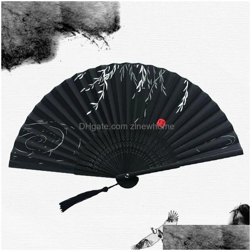 vintage style silk folding fan chinese japanese pattern art craft gift home decoration ornaments dance hand fan