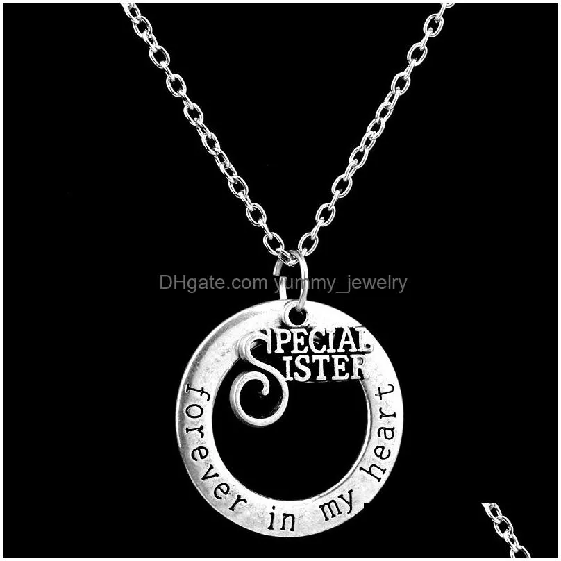 forever in my heart circle pendant necklace family member mom girl grandma big little sister best friend pendants for women necklaces