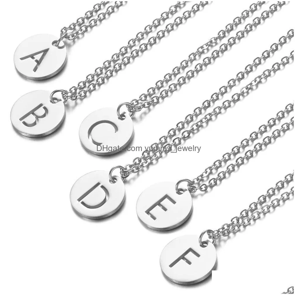 26 initial letter necklaces women choker design a-z alphabets stainless steel pendant necklaces fashion jewelry gifts for men girls