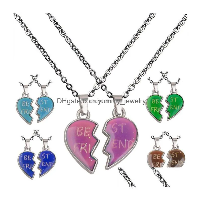 splice friend broken heart pendant necklace color changing temperature sensing necklaces women children fashion jewelry will and sandy