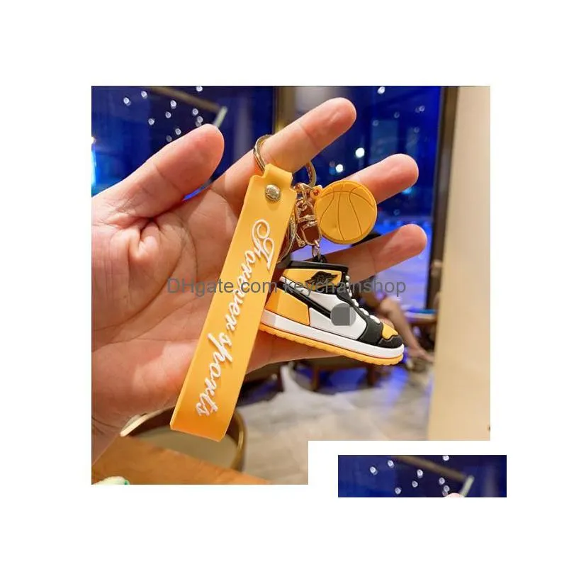 3d basketball shoes keychains for man woman couples soft rubber car key ring chain bag backpack small pendant gift accessories7189112
