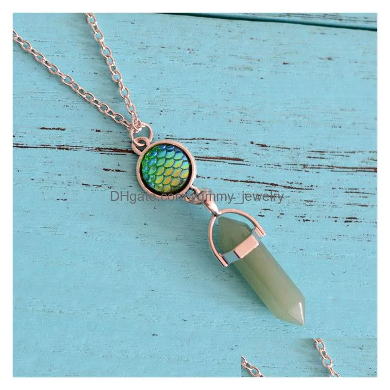 mermaid fish scale chakra natural stone necklace pendants chain women necklaces fashion jewelry will and sandy fashion gift