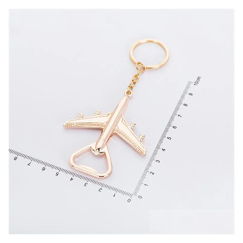 creative metal retro airplane beer bottle opener wine aircraft keychain alloy plane shape keyring wedding gift kitchen tools key ring summer holders bar