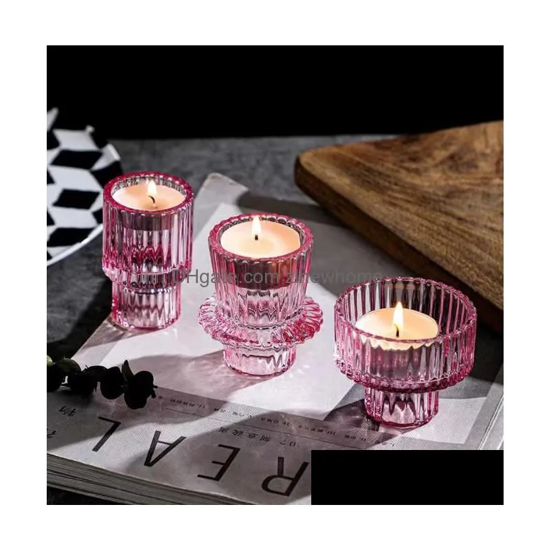 modern style glass candle holders xmas new year dining table decor romantic wedding candle stick party home decorations