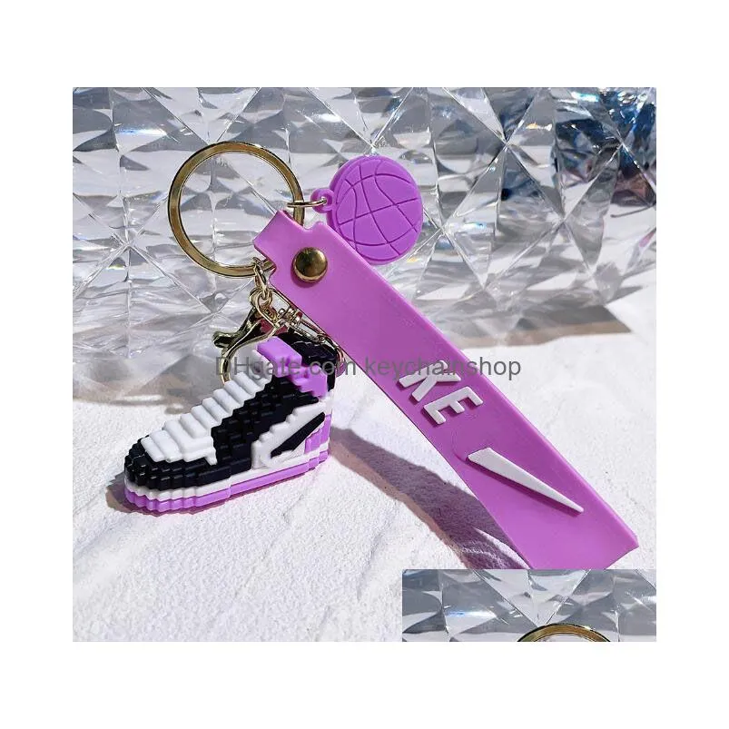 18style brand desinger 3d mini basketball shoes keychains stereoscopic model sneakers enthusiast souvenirs keyring car pendant gift