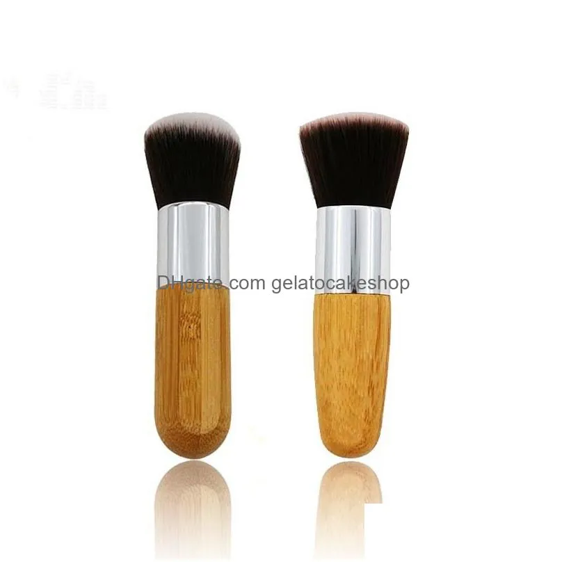 professional bamboo foundation brush powder concealer blush liquid foundation blush angled flat top base liquid cosmetics
