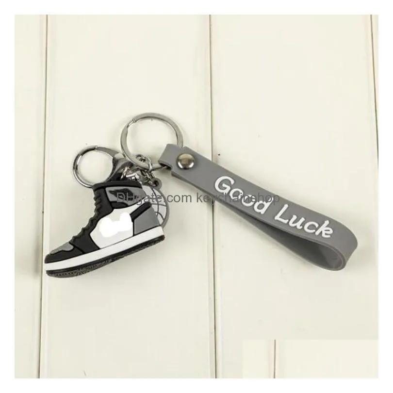 2pcs/sets designer silicone 3d sneaker white keychain men women high quality key ring fashion shoes keychains bag car pendant basketball keychain 8