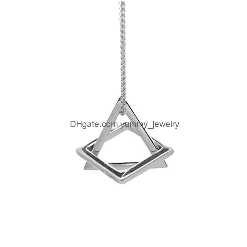 stainless steel space geometry necklace hip hop triangle pendant necklaces chains geometric square for men women fashion jewelry will and