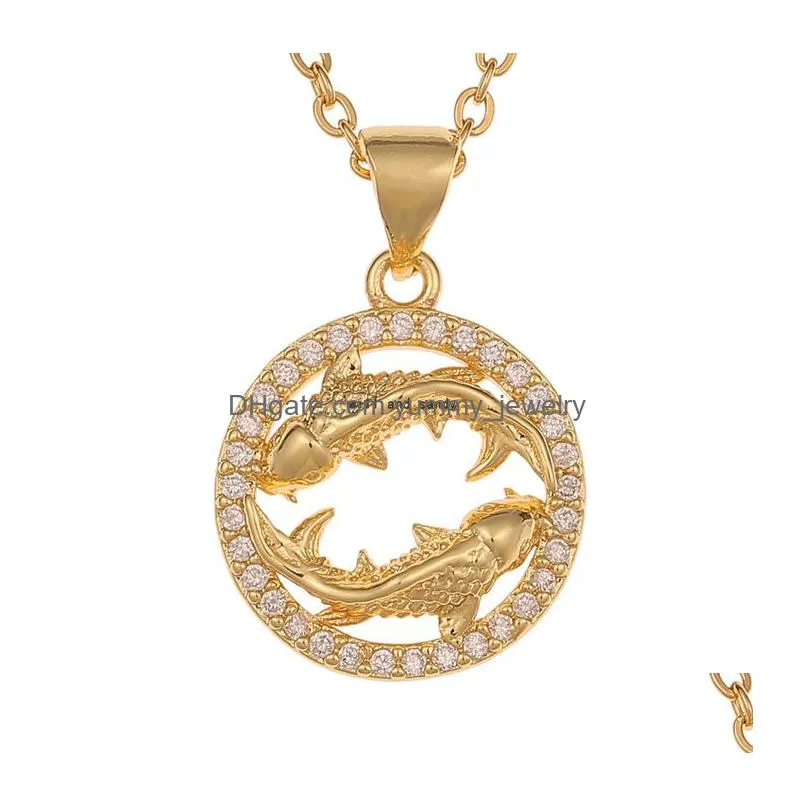 12 zodiac sign animal necklace gold chain coin pendant pisces pendants charm star sign choker astrology necklaces for women fashion jewelry will and