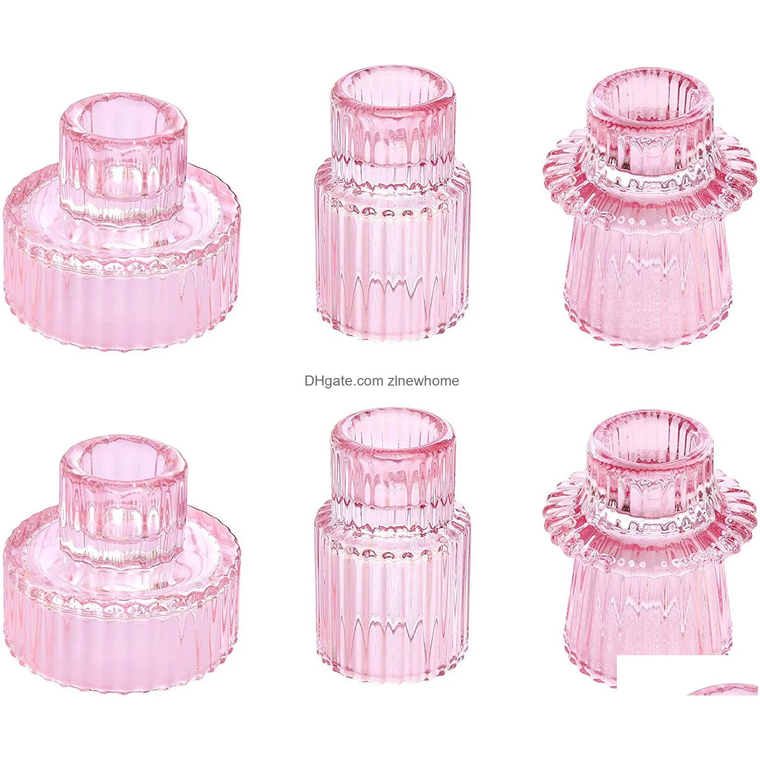 2023 nordic pink glass candlestick european candles holders table candle stand romantic candlestick photophor home decoration