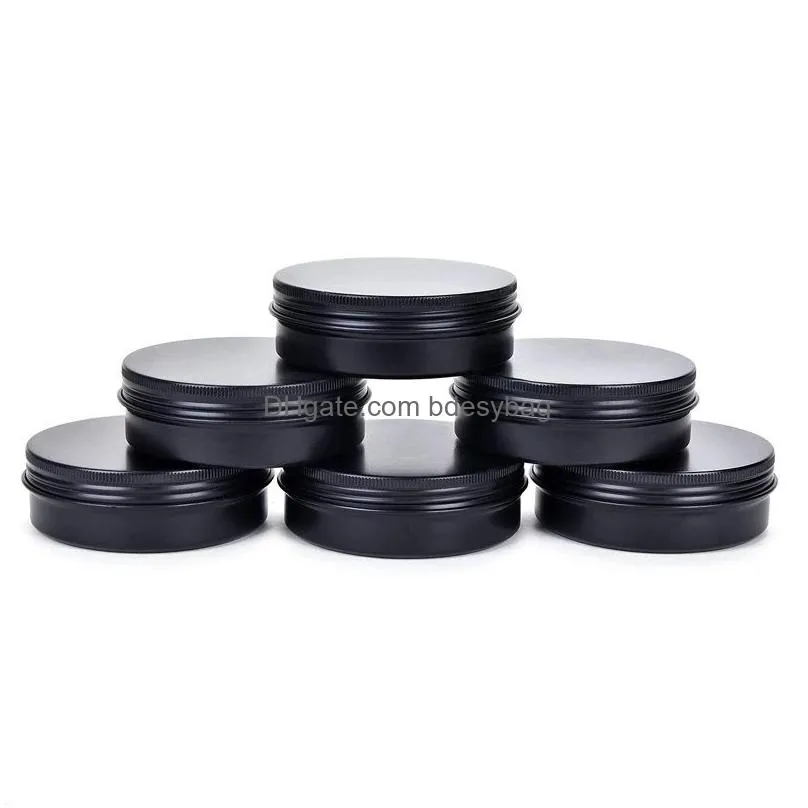 round aluminum tin cans bottles with screw top lids metal empty tea storage case cosmetic cream lip balm jars containers storage