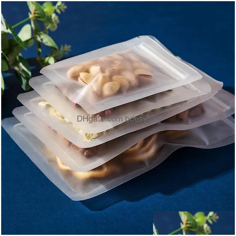 frosted zip plastic bag flat zipper self reclosable poly bag food for gift packaging bags