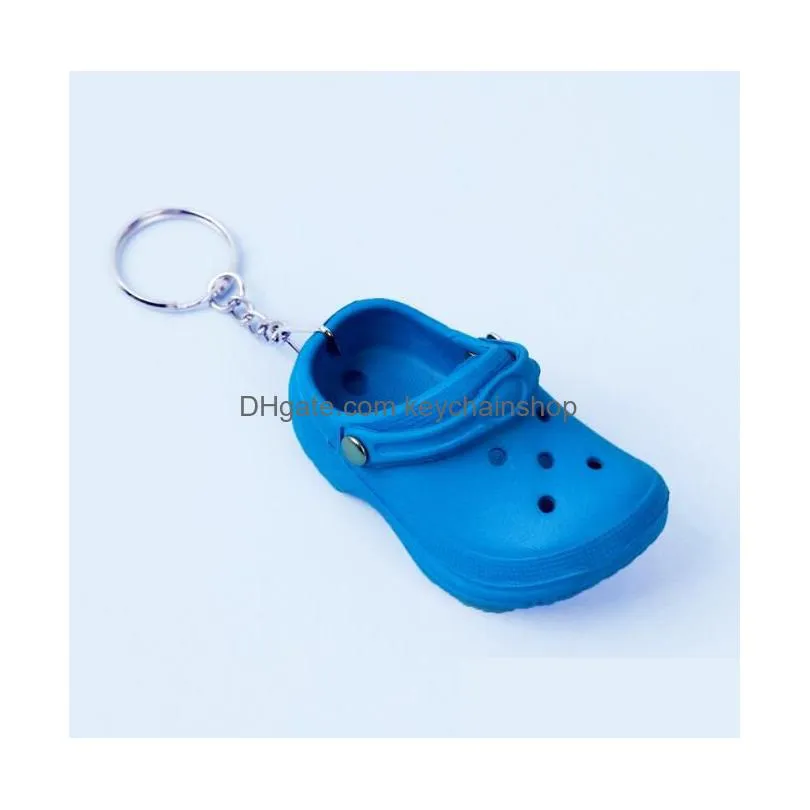 12 colors 3d mini shoe keychain eva shoes srocs key chain clog sandal party favors keychains cute eva plastic foam hole sandals slippers