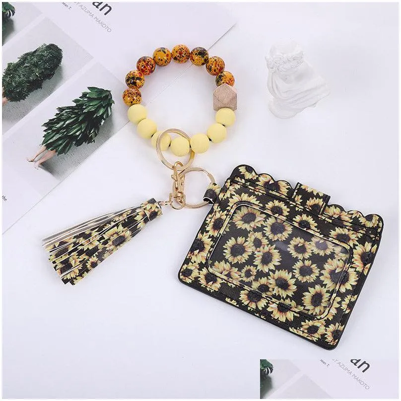 17 colors fashion pu leather bracelet wallet keychain party bangle key ring holder card bag silicone beaded wristlet handbag women wrist car rings with