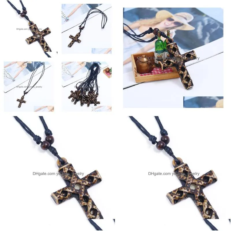 sculpture jesus cross necklaces adjustable long chain resin cross pendant for women men fashion jewelry necklaces gift