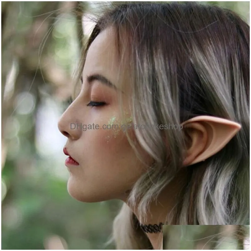 latex pointed false ear fairy cosplay masquerade costume accessories angel elven elf ears p o props adult kids halloween decor