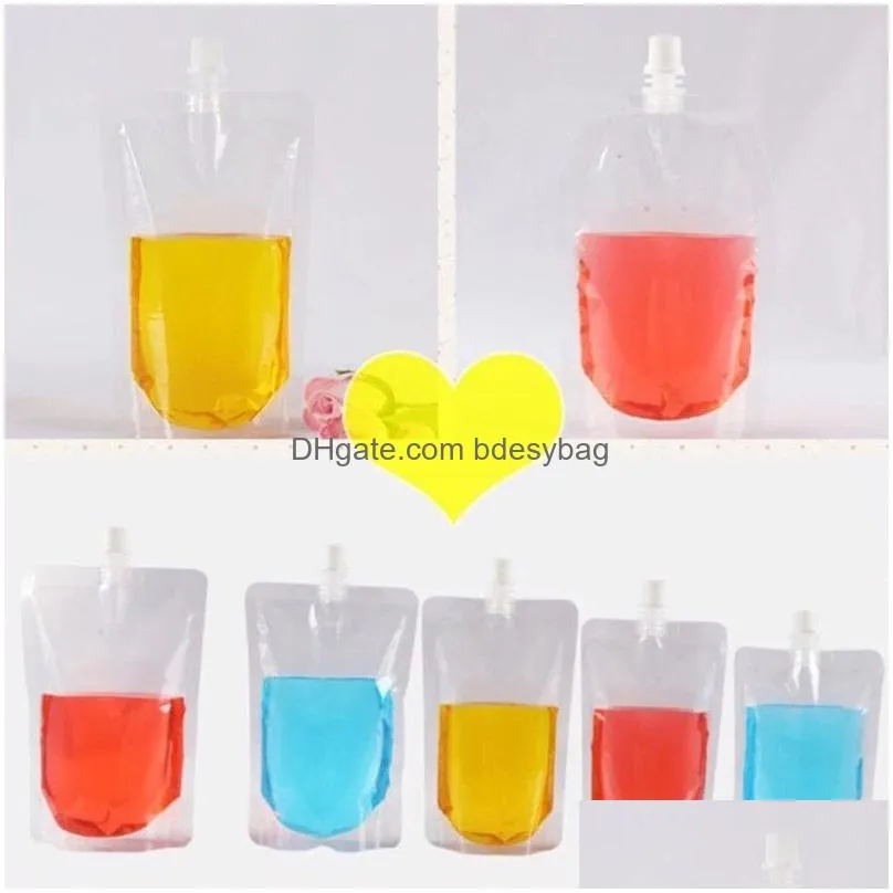 stand up plastic drink spout bags for beverage liquid juice milk wedding party drinking with nozzle