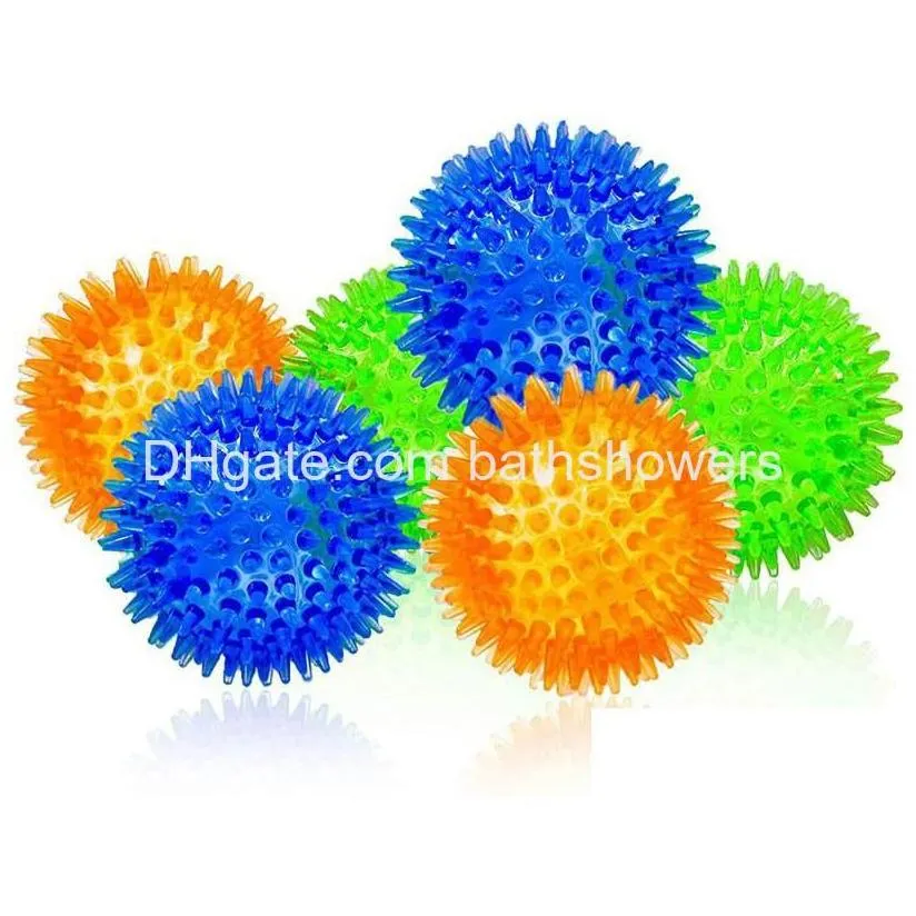 dog toys chews spiky ball squeaky chew balls with tra bouncy durable tpr rubber for puppy teething and pet cleans drop delivery ho