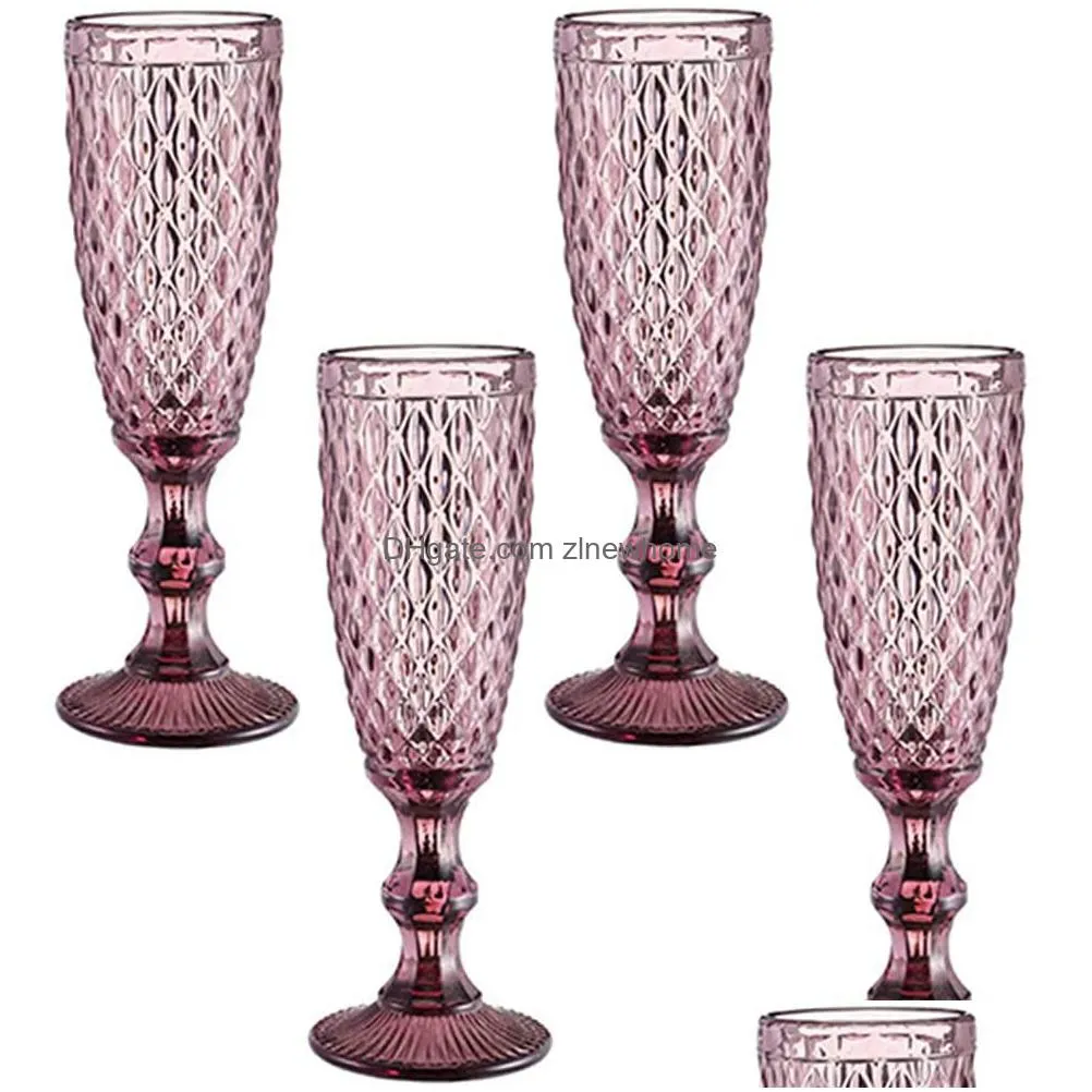wedding party anniversary christmas birthday 5oz vintage pattern embossed champagne glass 150ml premium glass