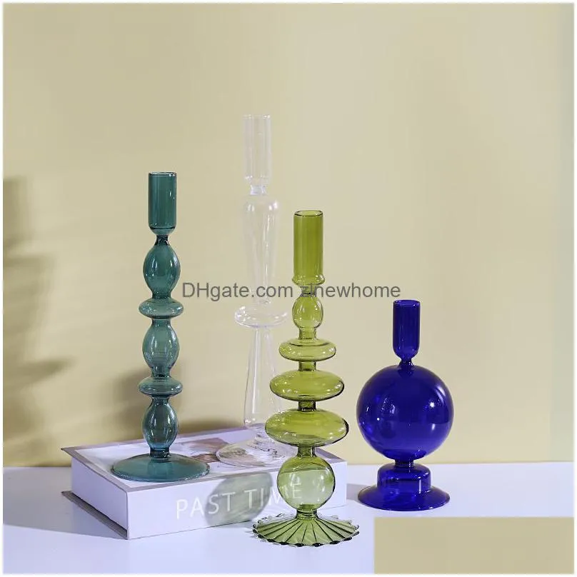 floriddle taper candle holders glass candlesticks for home wedding room decoration party glass vase table bookshelf