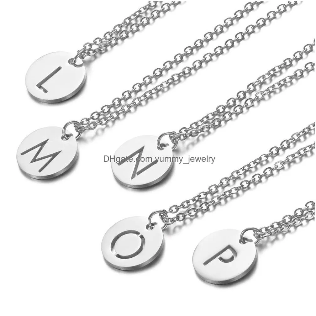 26 initial letter necklaces women choker design a-z alphabets stainless steel pendant necklaces fashion jewelry gifts for men girls