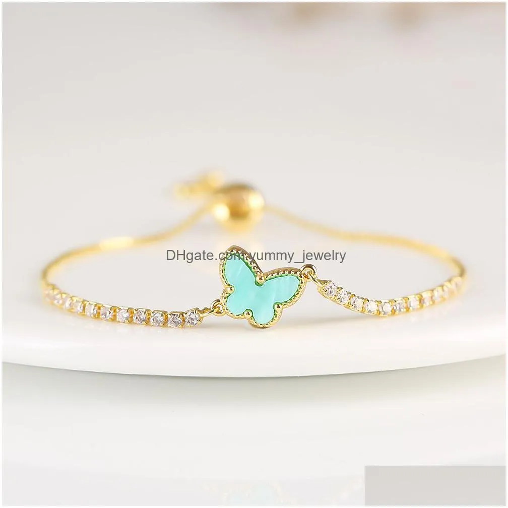 animal butterfly charm bracelets fashion design crystal rhinestone tennis chain bangles for women gold plated copper bracelet christmas party jewelry