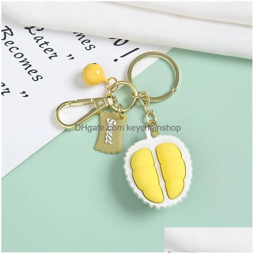 cute simulated fruit avocado keychain 3d soft resin smiling strawberry keychains couple jewelry women fashion christmas small gift