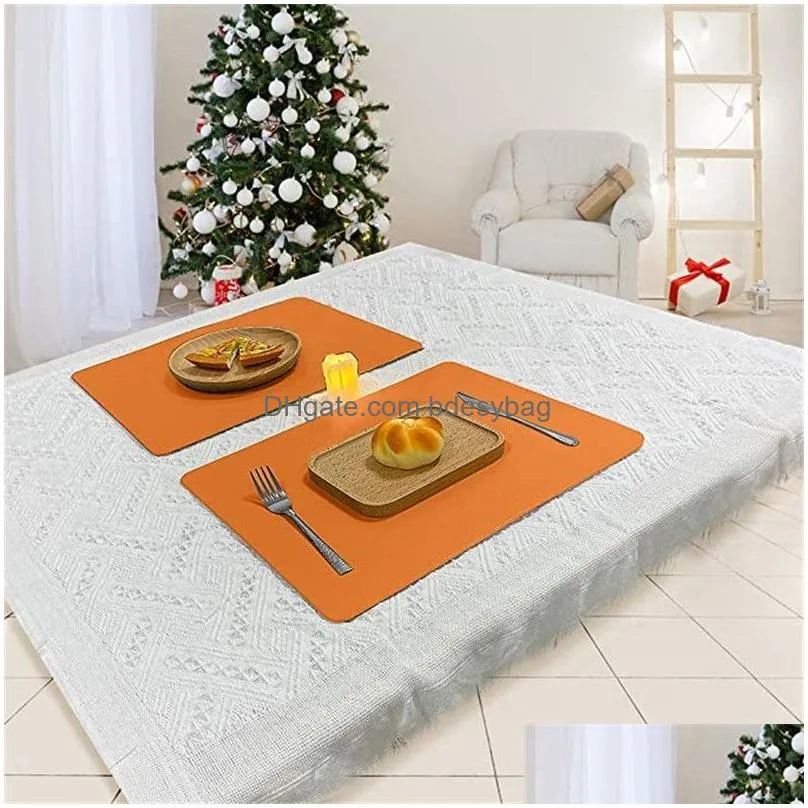 placemats table mats for dining outdoor waterproof stain resistant placemats durable faux pu leather heat insulation pad