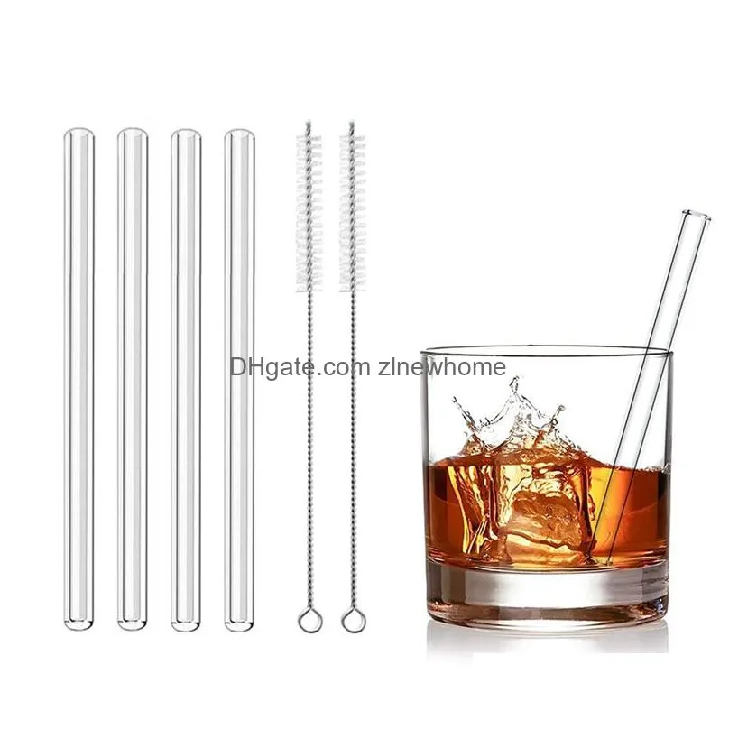 200x8mm clear glass straws for smoothies cocktails drinking straws healthy reusable eco friendly straws drinkware accessory