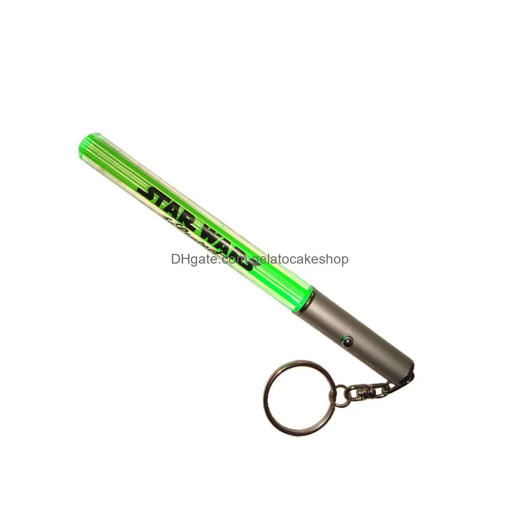 wholesale led flashlight stick keychain mini torch aluminum key chain key ring durable glow pen magic wand stick lightsaber led light
