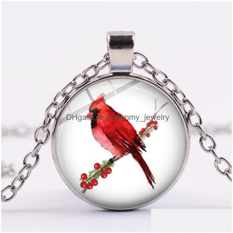 cardinal parrot necklace red bird my angel your name bible quote art picture glass pendant memory of someone gift jewelry